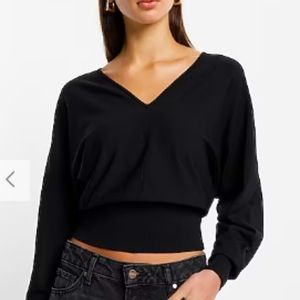 Express V-Neck Banded Bottom SoHo Sweater, S